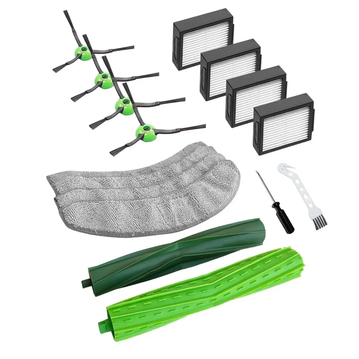 《TOP RATED》For Combo J7/J9/J7+/J9+/10 Max Accessories Kit, 16 Pcs: 2 Roller Brushes, 4 Side Brushes, 4HEPA Filters, 4Mop Pad