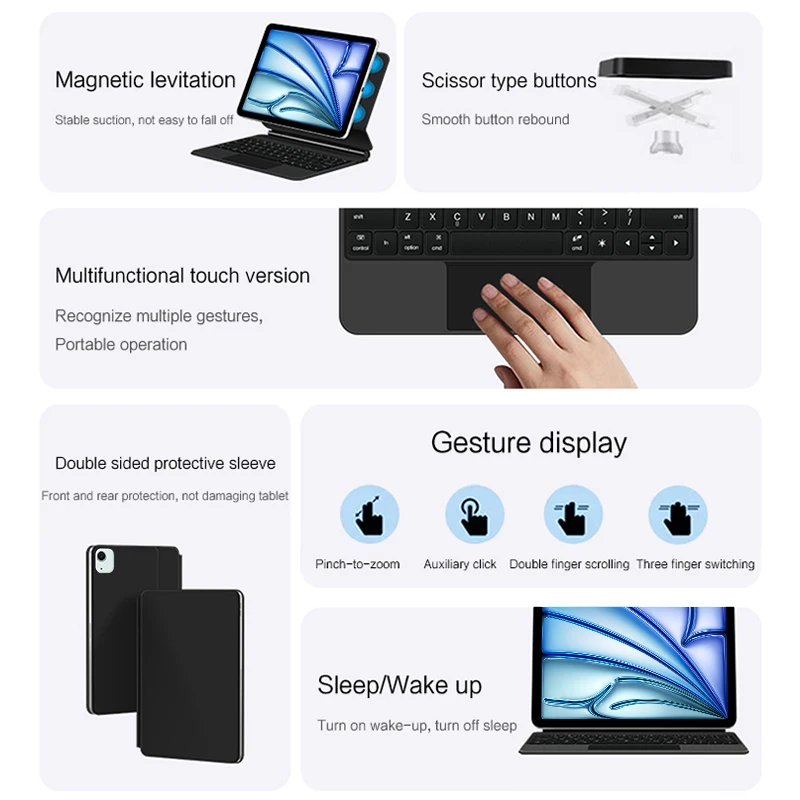 Imagem -06 - Backlight Magic Keyboard Folio Touch Pad sem Fio Tampa do Teclado Inglês Ipad Air 11 m2 6th Gen Novo 2023 24