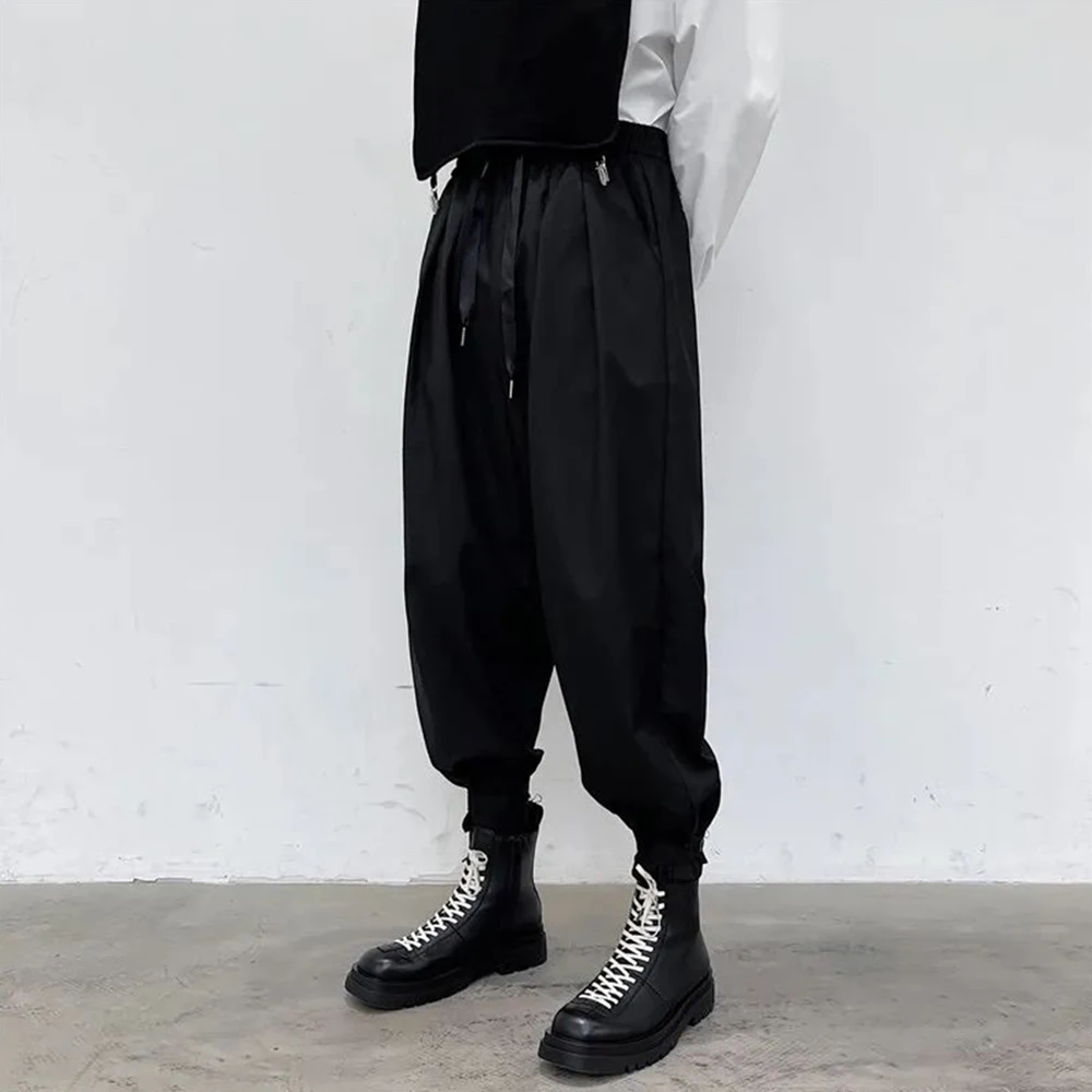 New Autumn And Winter Dark Solid Color Korean Mens Street Loose Casual Trousers Fashion Trend Youth Lantern Pants Trousers Men