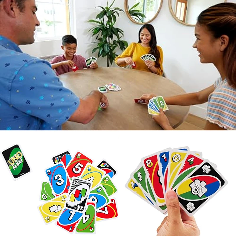 Mattel Games UNO's nieuwe Flex Card Game, een leuk spel voor volwassen gezinnen en feestspelavonden, 2 tot 6 spelers, wordt geleverd met opbergtas