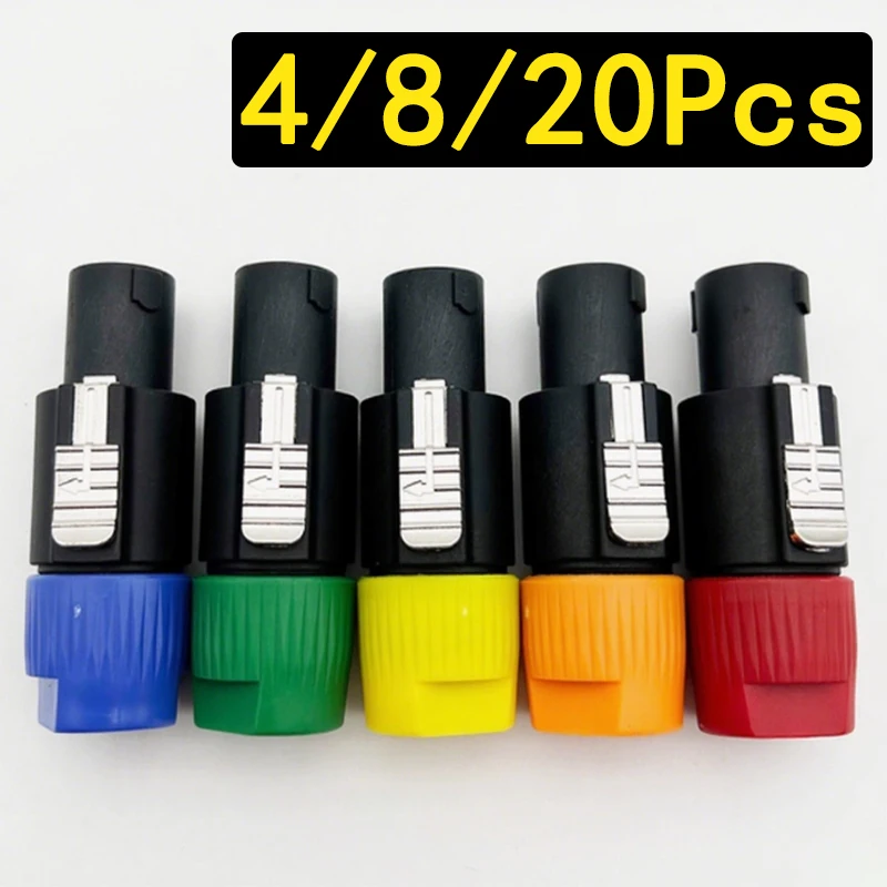 

4/8/20pcs 4 Pole Speakon Audio Connector with Twist Lock Compatible with NL4FC NL4FX NLT4X NL2FC