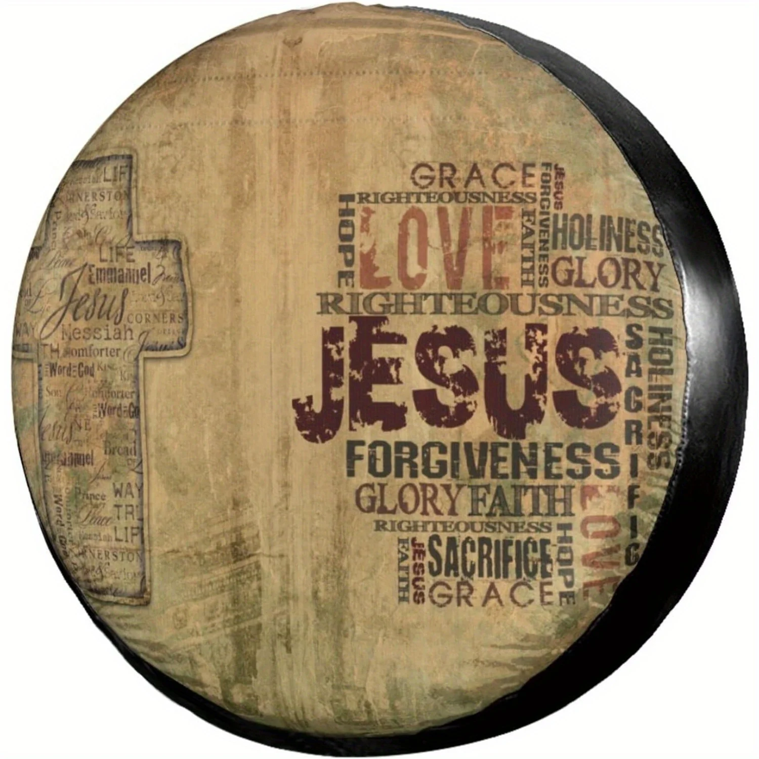 

Чехол для запасного колеса с надписью «Christian Faith Words Cross», прочный виниловый защитный чехол для автодомов, внедорожников, прицепов и других транспортных средств