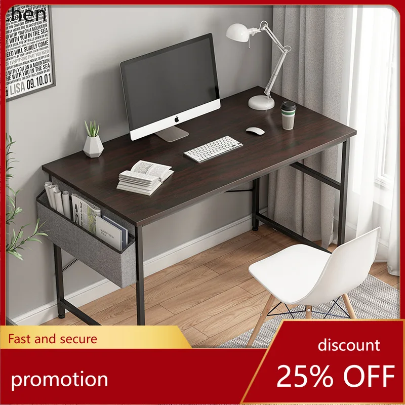 

YFY Computer Desktop Desk Home Simple Student Study Writing Desk Minimalist Modern Steel Wood Office Desk