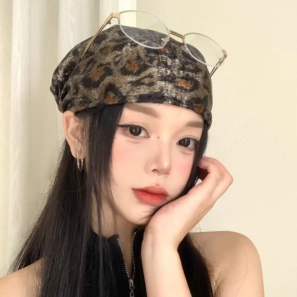 

Exquisite Sweet Leopard Print Headscarf All-match Star Y2k Print Turban Chest Scarf Headband Punk Bandana Beach