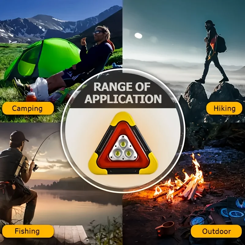 Solar Emergency Triangular Warning Light Safety Emergency Breakdown Alarm Lamp Portable Solar Strobe Light For Camping Workin