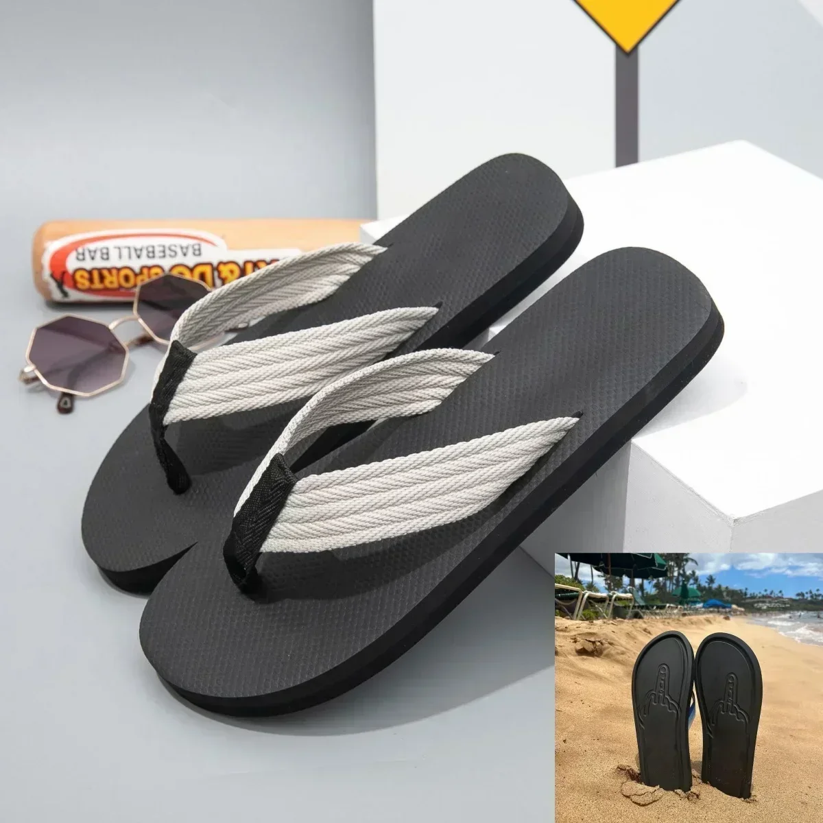 Versteckte Mittelfinger Hausschuhe Figur mit Beinen schnell trocknende Flip Flops Parodie Mittelfinger Strand Sommer Komfort rutsch feste Sandale