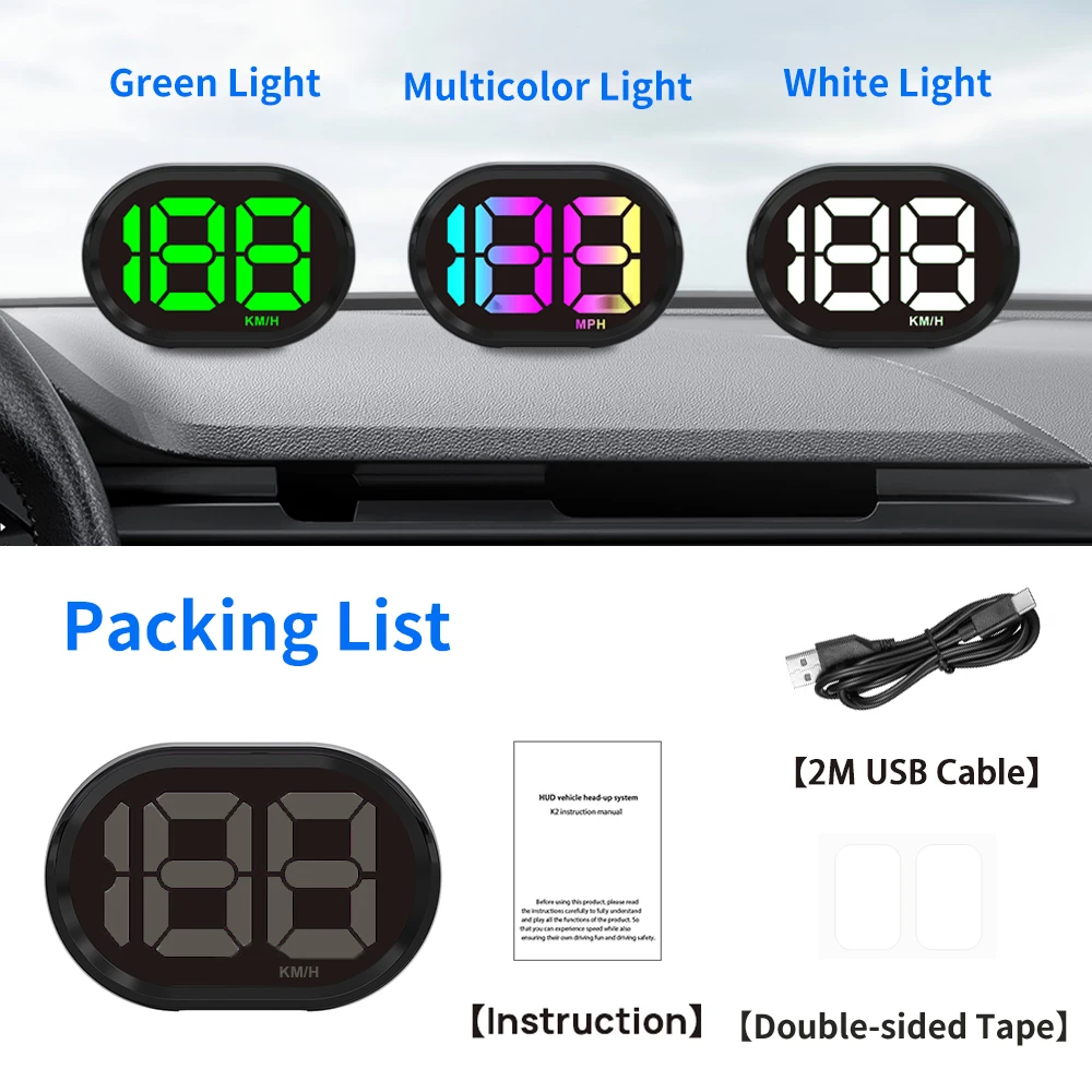 KWHUD Hud رئيس يصل عرض GPS عداد السرعة الرقمي للسيارة كابل يو اس بي التوصيل للعب مقياس السرعة KM/H MPH اكسسوارات السيارات الإلكترونية