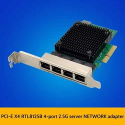 PCIE X4 2.5G 기가비트 네트워크 카드 RTL8125B 4 포트 이더넷 네트워크 카드 데스크탑 서버 네트워크 카드