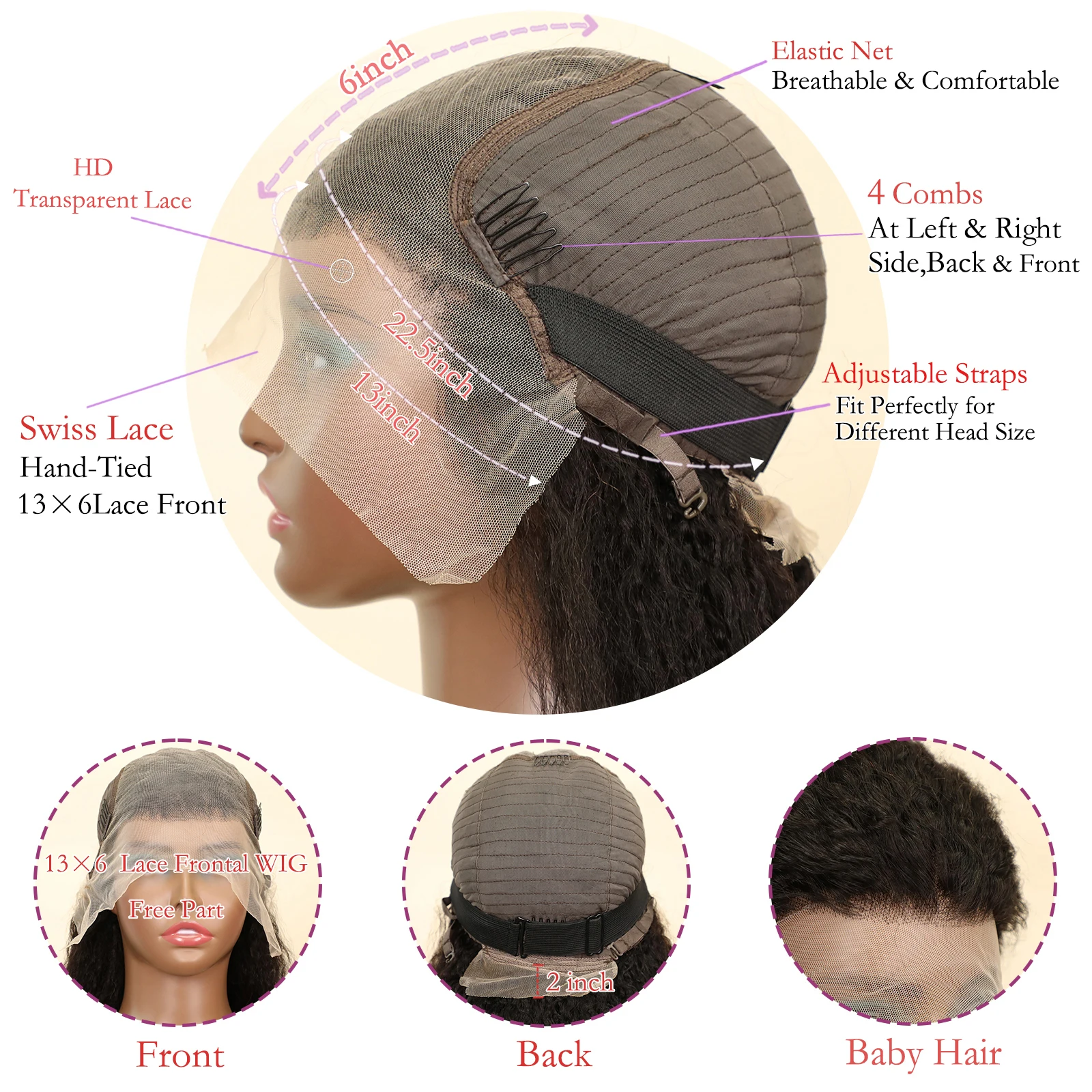 غريب مستقيم 13x6 HD الدانتيل الشفاف أمامي خصلات الشعر المستعار الإنسان 200 الكثافة الطبيعية الأسود ياكي مستقيم الشعر البشري البرازيلي