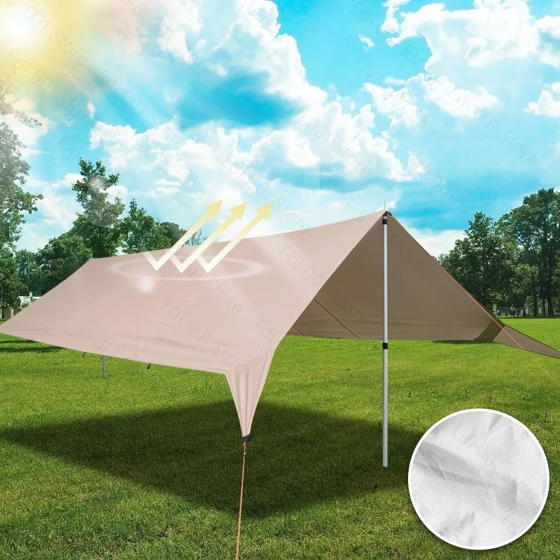 

Silver Coated Sun Shelter Waterproof Camping Tarp 3 4 5 6 Person Square for Outdoor