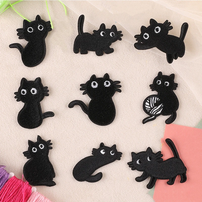 

Черные животные, ручное шитье, нашивки с вышивкой, утюг на приклеивании, значок для сумки, аксессуары для одежды, ремонт своими руками, хит продаж