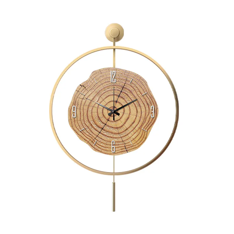 

Log wind living room light luxury wall clock modern simple atmosphere dining room clock annual ring household clock