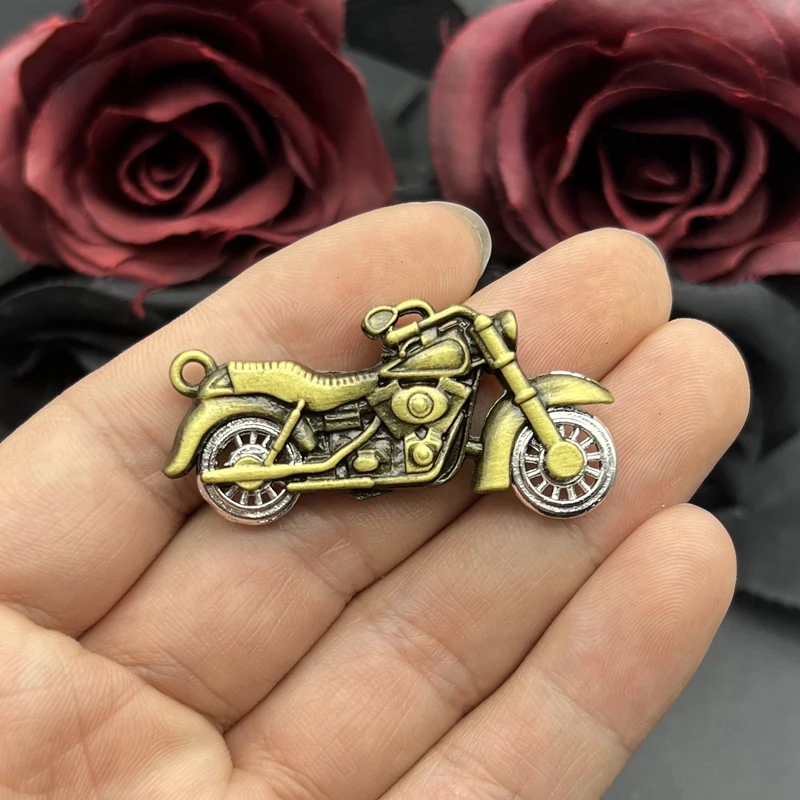 2pcs Charms Motorcycle Scooter Autocycle 49x23mm Tibetan Bronze Silver Color Pendants Antique Jewelry Making DIY Handmade Craft