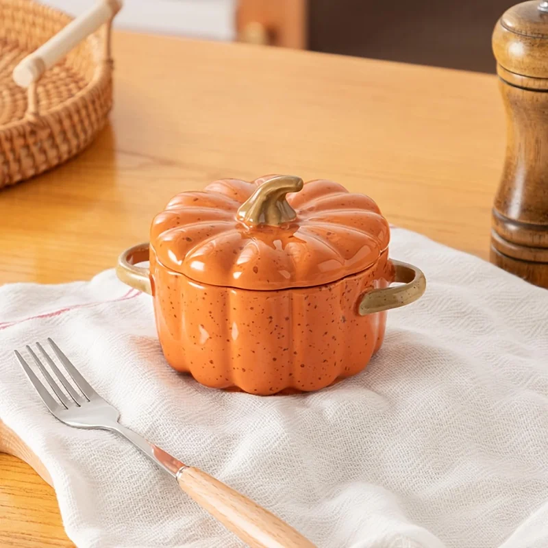 Mini Pumpkin Ceramic Stew Pot – Pumpkin-Shaped Baking & Serving Dish 3