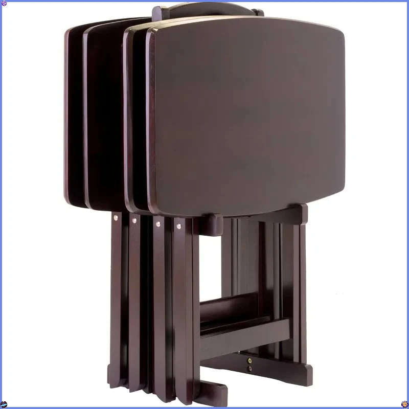 Set of 4 26" Espresso Snack Tables - With Stand, Living Room Use