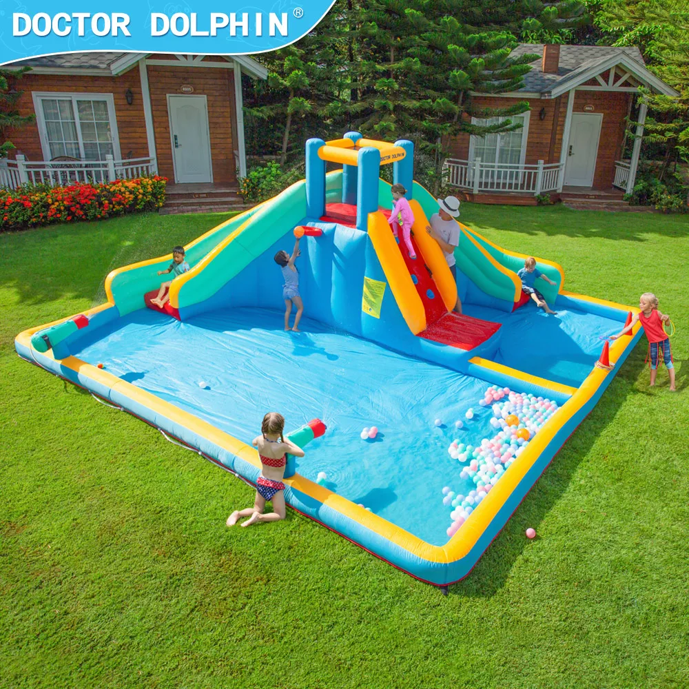 

Doctor Dolphin New Cheap Wholesale Kids Playground Backyard Big Pool Outdoor Jumping Castle Inflatable Water Slide Bounce House