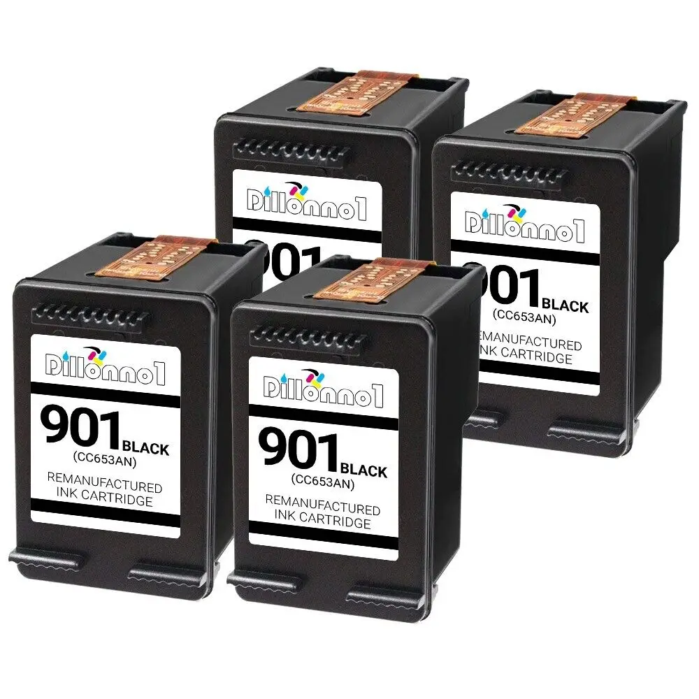 Cartuchos de tinta para HP Officejet, 4PK 901 preto, CC653A, J4524, J4540, J4550, J4580