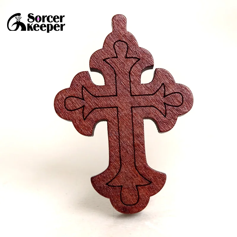 50/100Pc New Natural Wooden Crosses Carved Crucifix Cross & Clip Bail Charm Pendants Statue Sculpture Jewelry for Necklace BG289