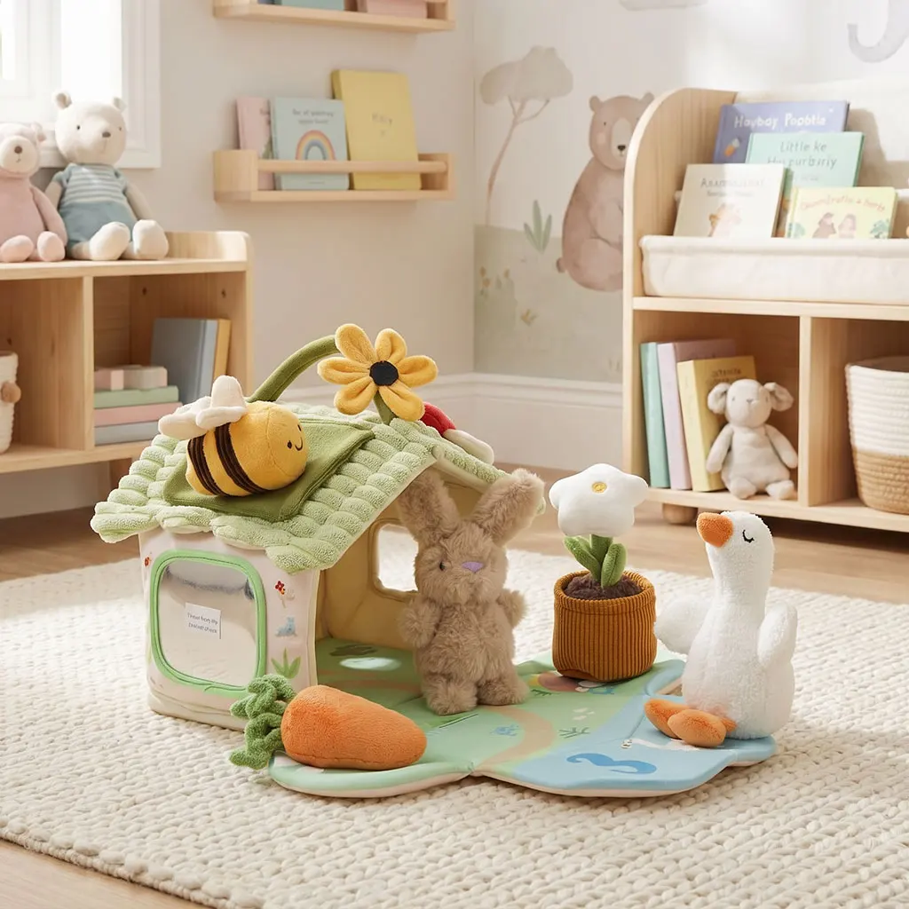 Movement Toys 0-6 Baby Toys Soft Farm Animals Music Touch Sensory Toys Box Magic House Baby Develop Finger Precision