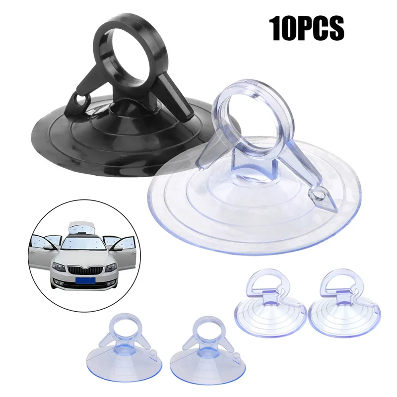 10Pcs Car Glass Windshield Sunshade Suction Cups Small PVC Sucker Car Window Suction Cup Hooks 35/45mm for Automotive Visor