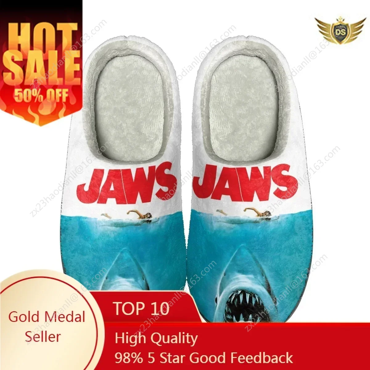 

Sawtooth Shark Design Warm Cotton Slippers Print On Demand Casual Winter Home Shoes Fashion Comfortable Men Non-slip Footwear