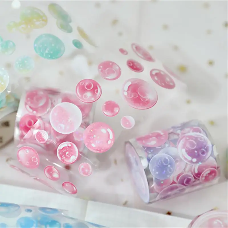 Colorful Bubble Dots Washi Tape Round Stickers Dot Masking Adhesive Tape Decor Scrapbooking DIY Diary Planner Stationery