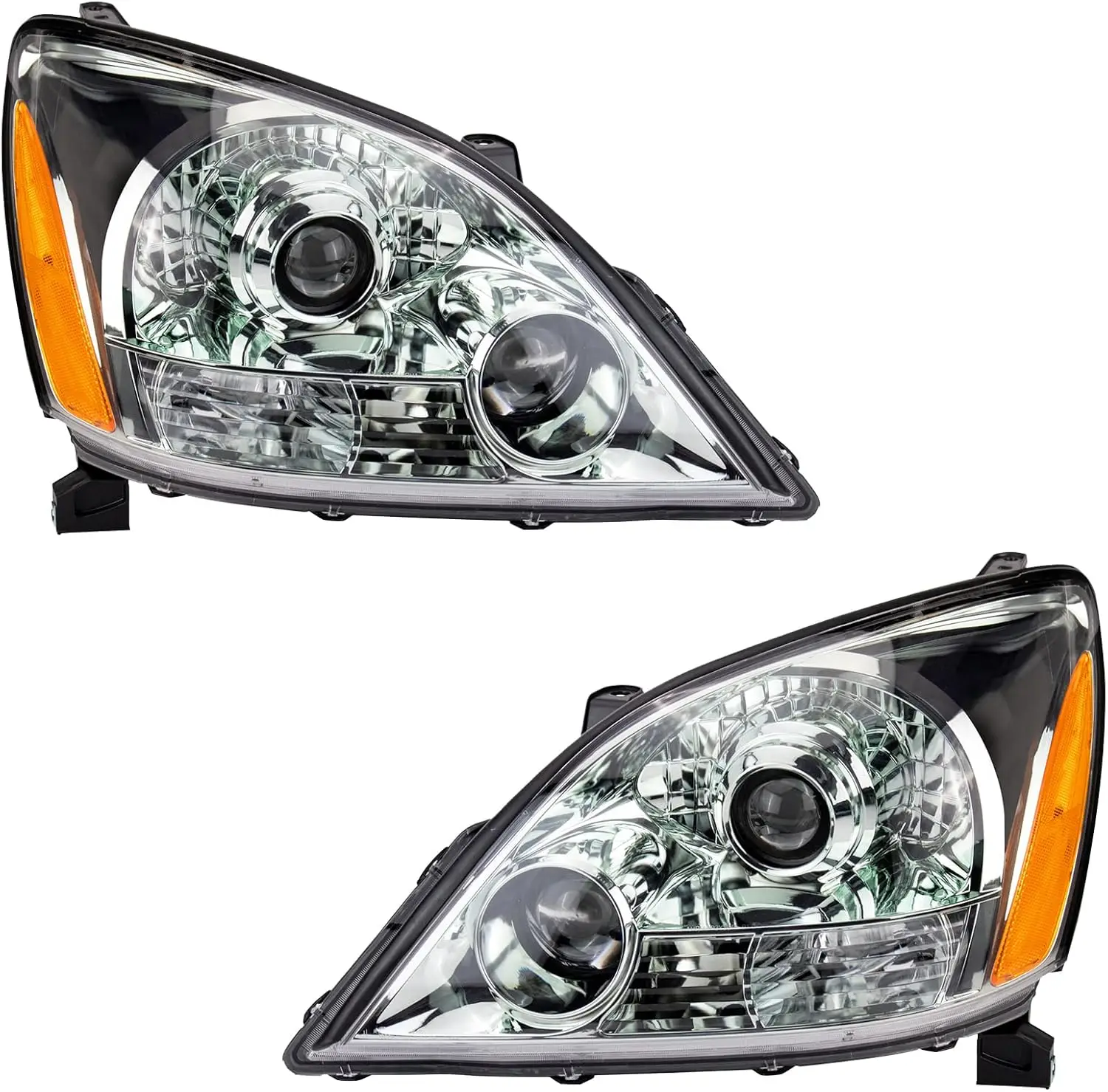 TRQ Headlight Assembly Set Headlights Driver & Passenger Side Halogen Compatible with 2003-2009 Lexus GX470 LX2502124 LX2503124