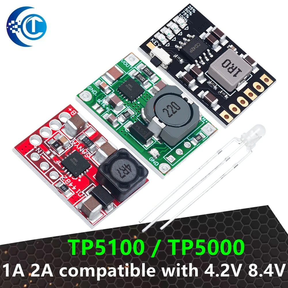TP5100 Charging Management Power Supply Module Board -TP5000 1A 2A compatible with 4.2V 8.4V single and double lithium batteries