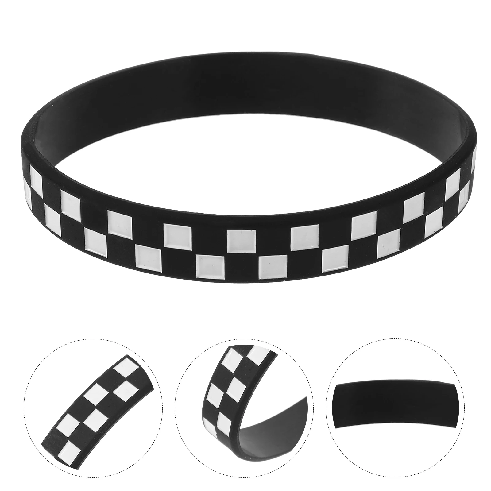 

12pcs Racing Theme Bracelets Checkered Black White Silicone Wristbands Party Events Gifts Sports Accessories Lightweight