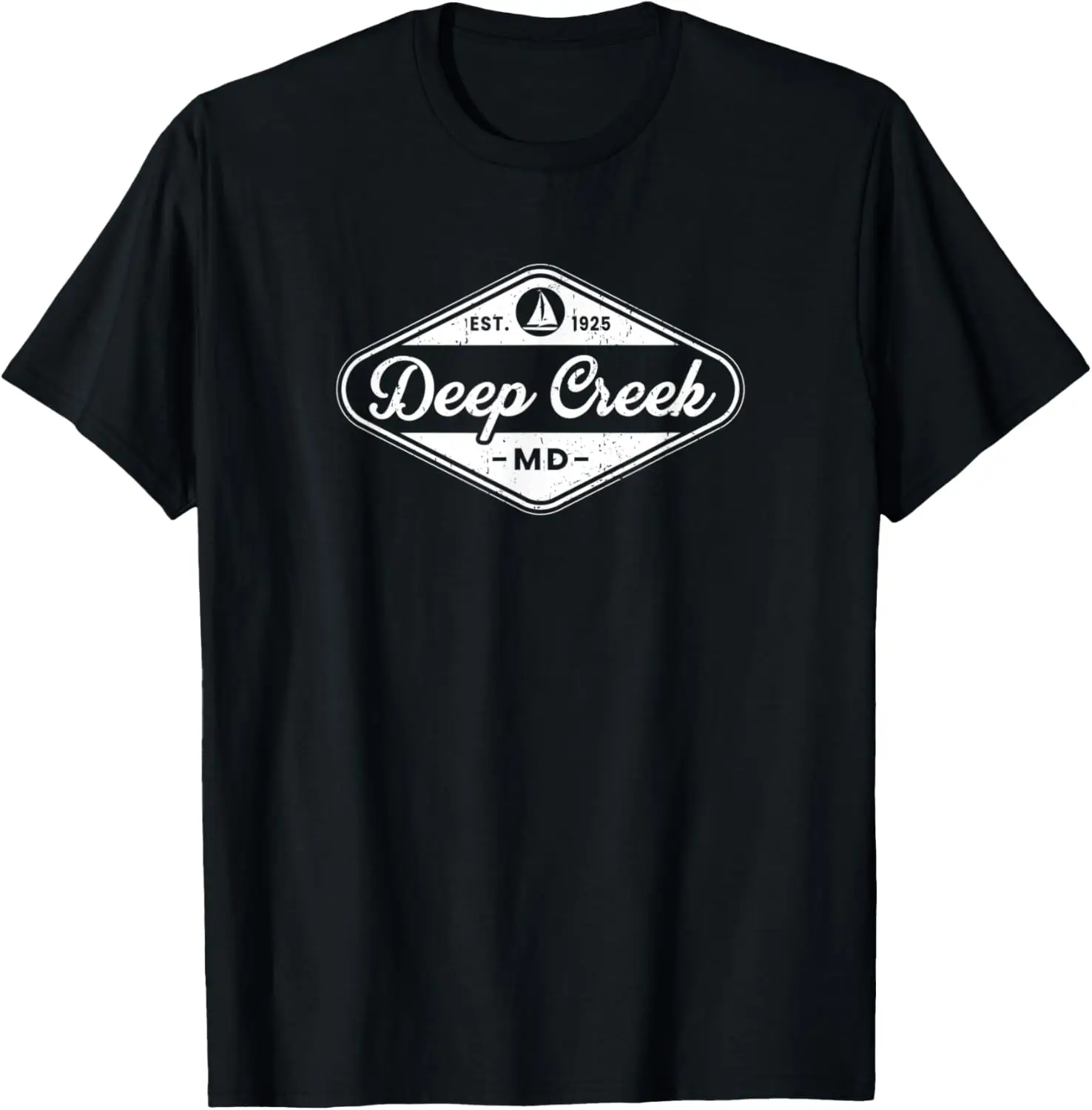 

Retro Deep Creek MD Maryland Vintage Sailboat Lake Vacation T-Shirt