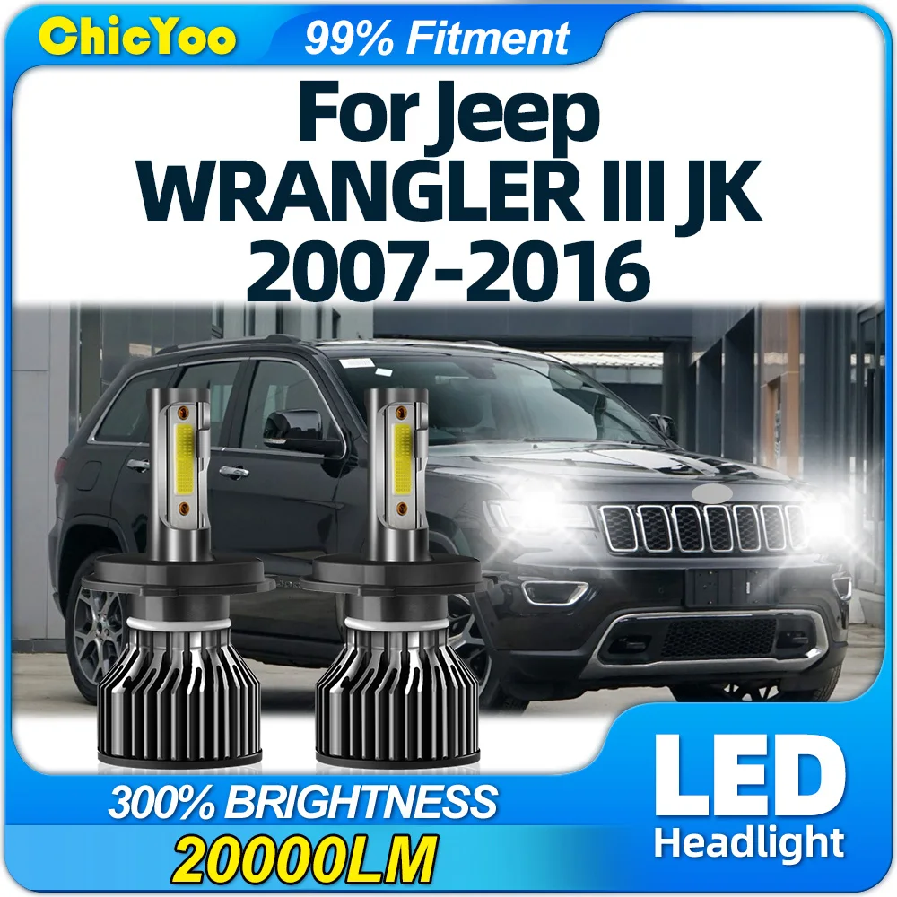 

2Pcs Canbus LED Lights Bulbs 20000LM Car Headlight 12V 6000K White For Jeep WRANGLER III JK 2007-2011 2012 2013 2014 2015 2016