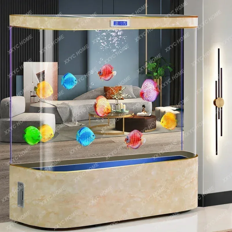 XXFish Tank Aquarium Living Room Home Floor Automatic Filter Change Water Medium and Large Goldfish Air Cylinder