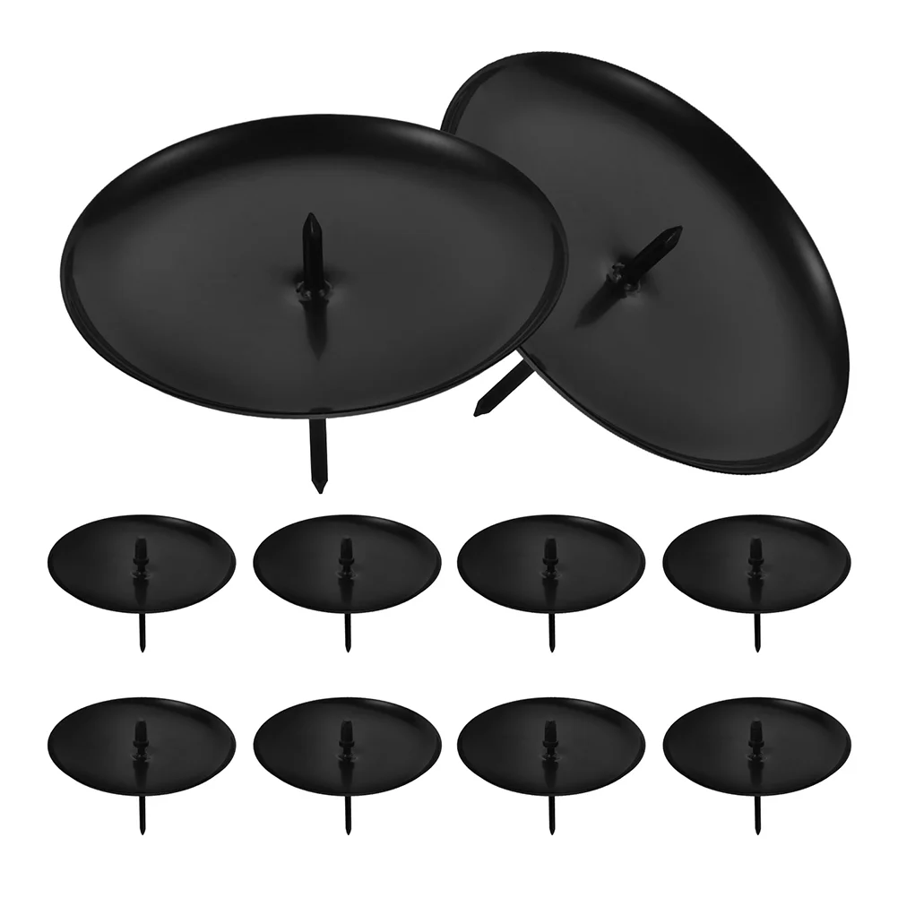 

10 Pcs Wreath Plate naments Holiday Christmas Decor Iron Candlestick Holders Round Design Safe Use Festive Atmosphere