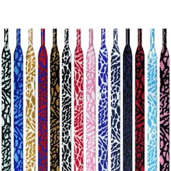 AF1 Shoelaces Flat Burst Crack Texture Rope Sports Shoe Laces Leopard Print Cement Flame Red Printing Shoestring 17 Colors