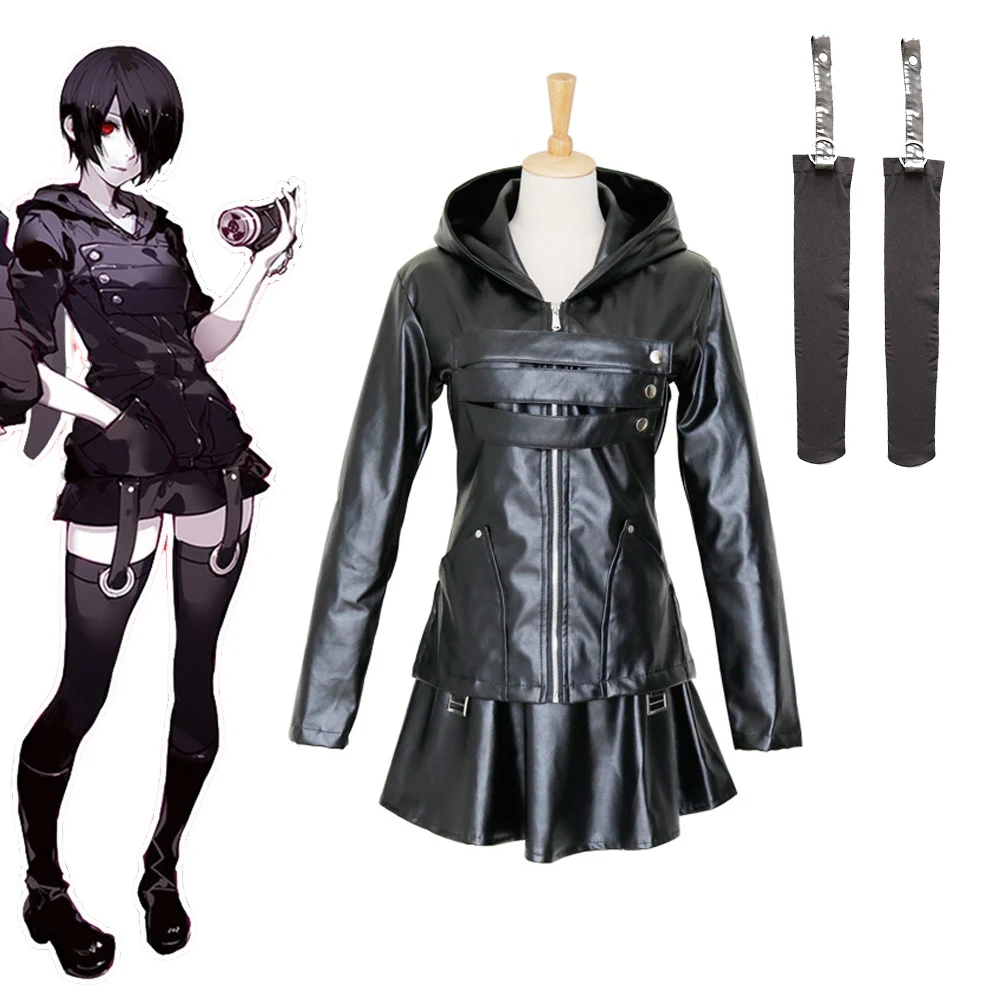 Disfraz de Cosplay de Kirishima Touka de Tokyo Ghoul, Traje de Cuero Sintético Negro, Disfraz de Anime para Juego de Roles, Ropa para Halloween, Carnaval y Fiestas