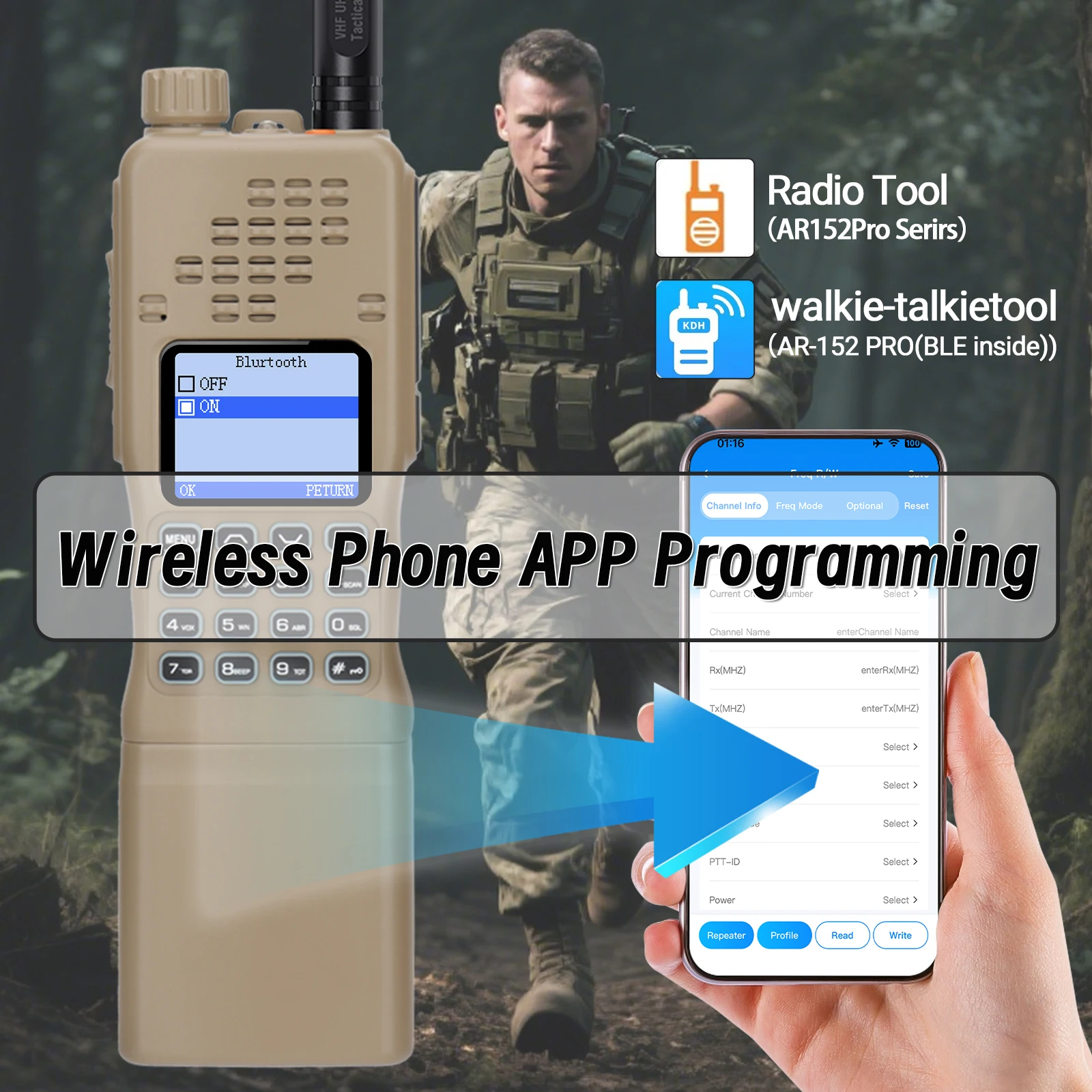 جديد BAOFENG AR-152 PRO نظام تحديد المواقع لاسلكي تخاطب Am/FM 10 واط 12000 مللي أمبير ثلاثي الطاقة راديو هام تكتيكي #6