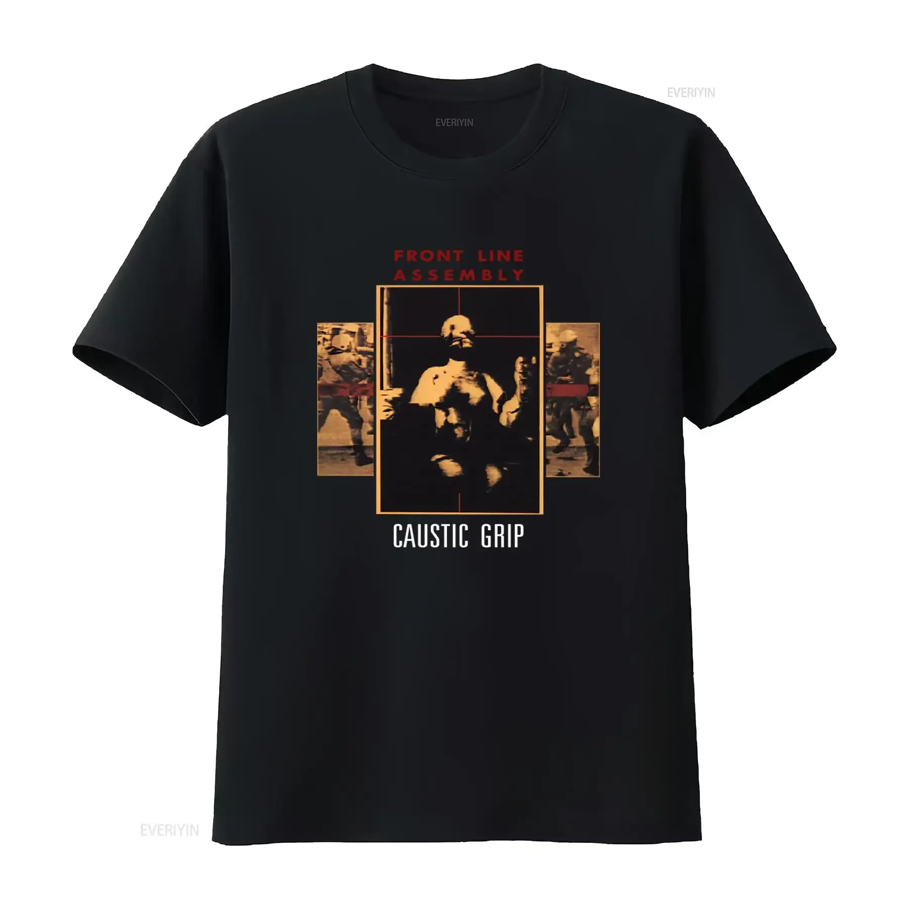 Front Line Assembly Caustic Grip T Shirt Unique Design for Punk Rock Fans vintage Washed Stylish Versatile homme Stretched
