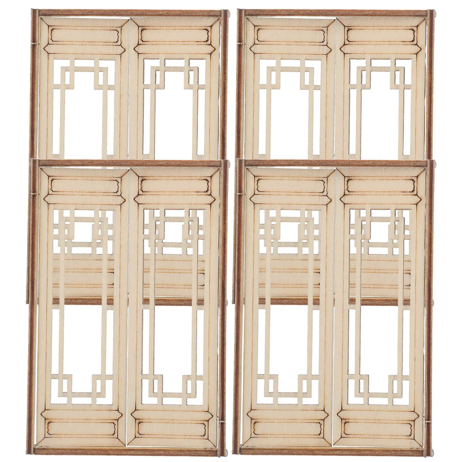 

Набор из 4 миниатюрных китайских оконных рамок, винтажные деревянные аксессуары для песочницы, миниатюрная мебель для кукольного домика, декор для DIY