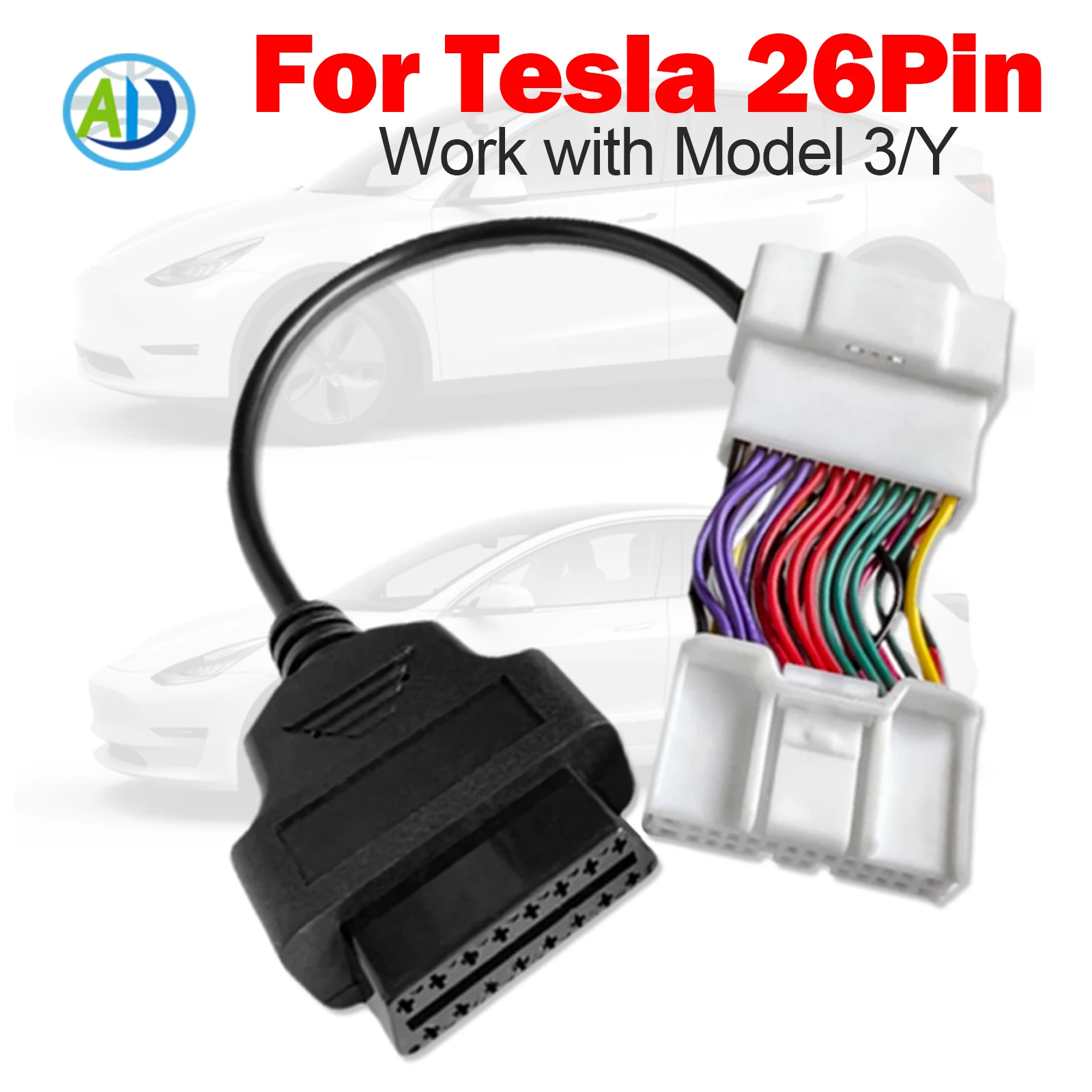 

OBD2 Cable For Tesla Model 3/Y 26Pin OBDII Diagnostic Adapter Cable OBD 16pin to 26pin Male Female Electronic Car Connector
