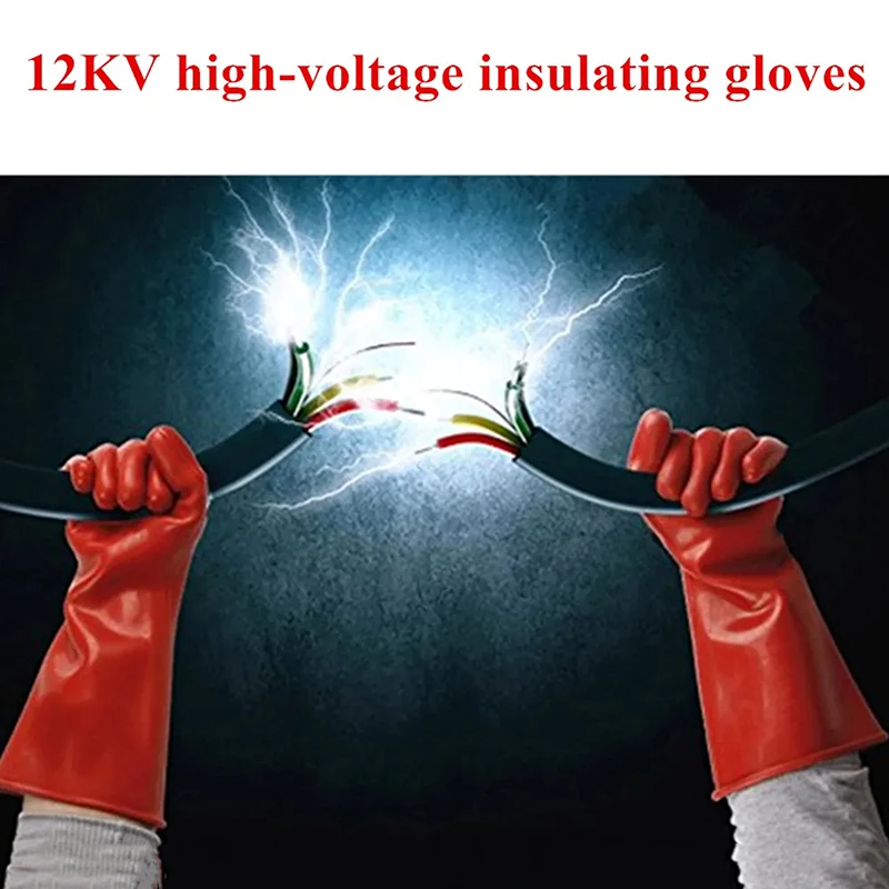 1 Pair Anti-electricity Protect Professional 12kv High Voltage Electrical Insulating Gloves Rubber Electrician Safety Glove 37cm