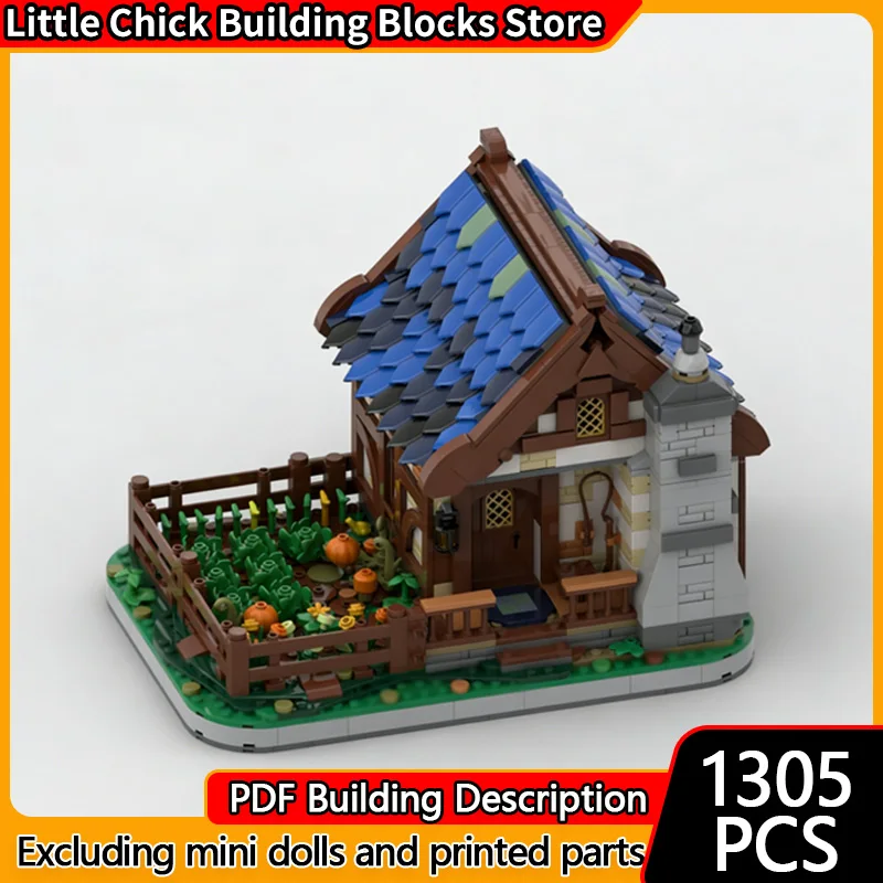 中世の城モデル MOC 組み立てブロック 田舎風レトロコテージ モジュール式テクノロジーギフト ホリデー組み立て 子供のおもちゃセット