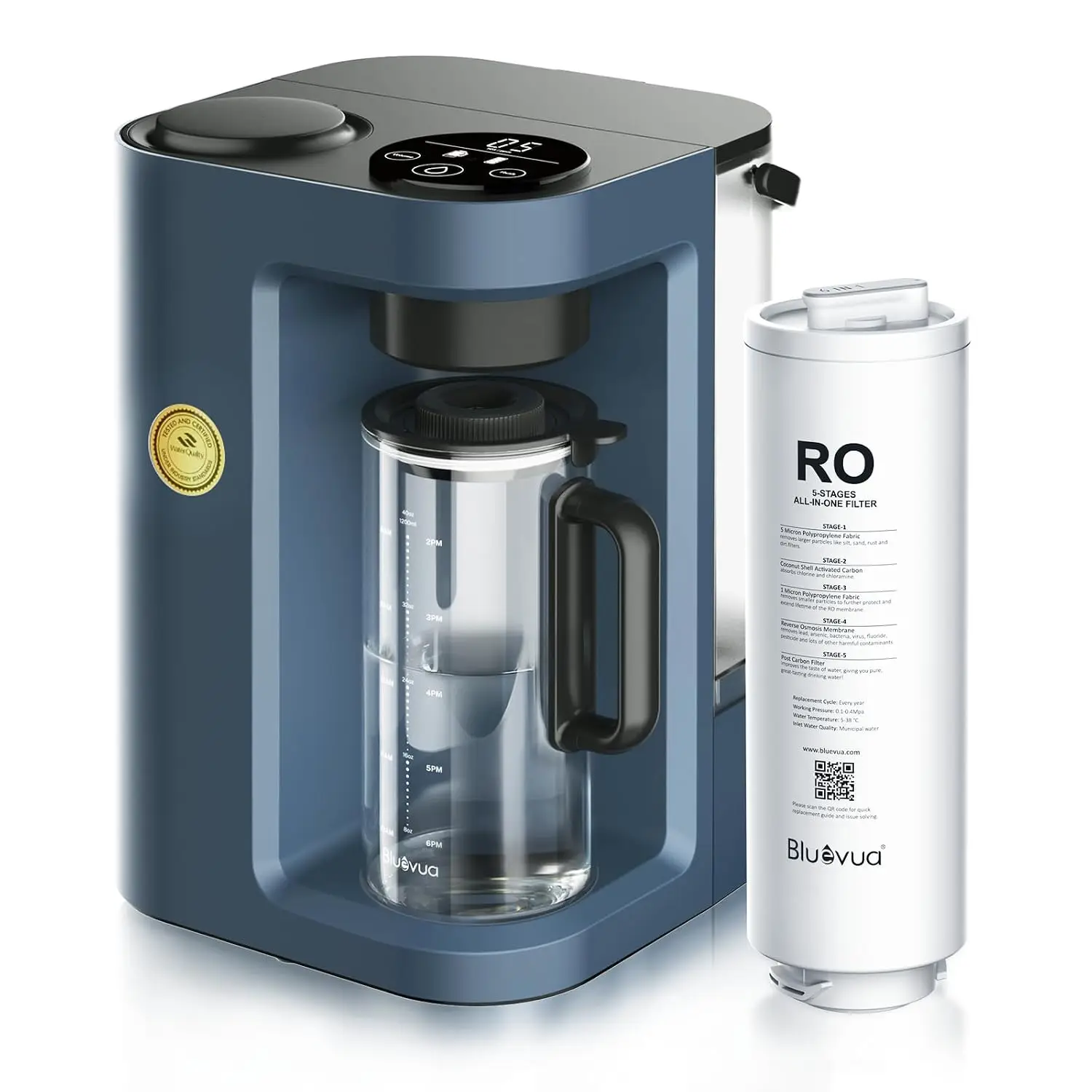 Countertop Reverse Osmosis Water Filter 31 Pure Drain Ratio Portable RO Filtration Remineralization WQA NSF Certified 6 Stage Bl