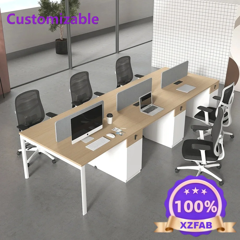 Factory Direct 2026 Office Partition Office Workstation for 2 4 6 8 Person Ash Workstation Desk Staff Desk Computer Office Table