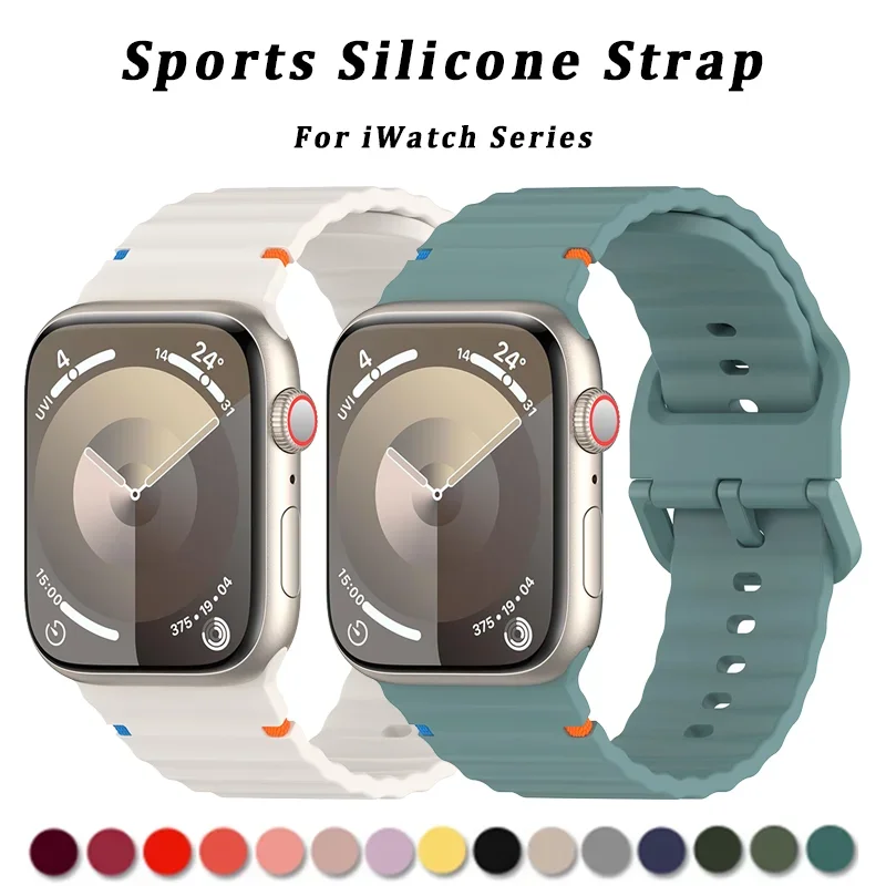 

Sport Silicone Strap for Apple watch band 40mm 41mm 45mm 44mm 38mm 49mm Breathable bracelet iwatch Series 9 8 7 6 5 3 SE Ultra 2