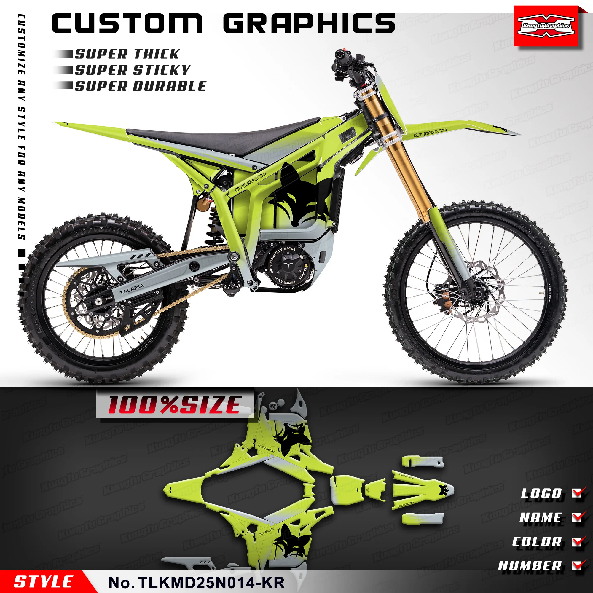 

Наклейки для мотоциклов KUNGFU GRAPHICS, ламинированные наклейки для TALARIA KOMODO, восстановление, TLKMD25N014-KR