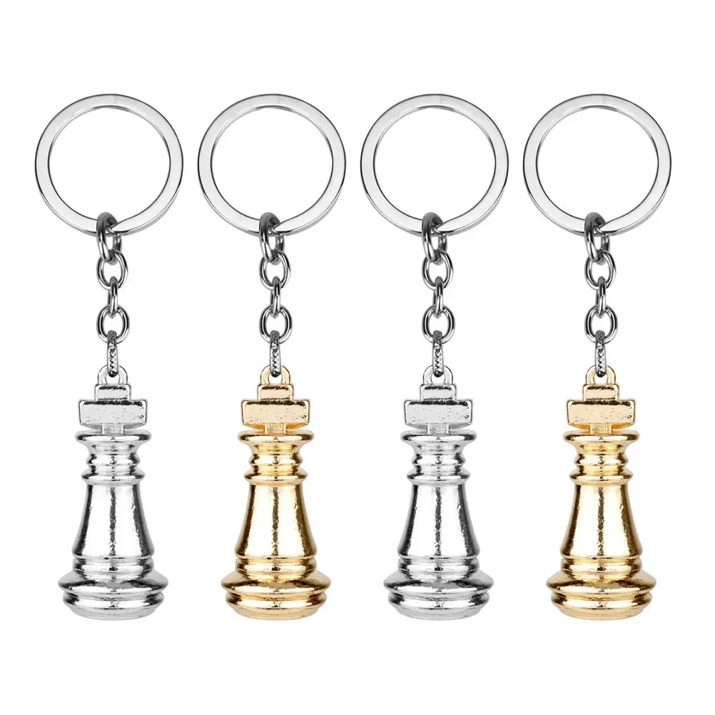 4Pcs Chess Keychain Alloy Key Chain Ring Rust Resistant Chess Piece Key Holder Charm Keychain Suitable for Backpack Bag Pendant