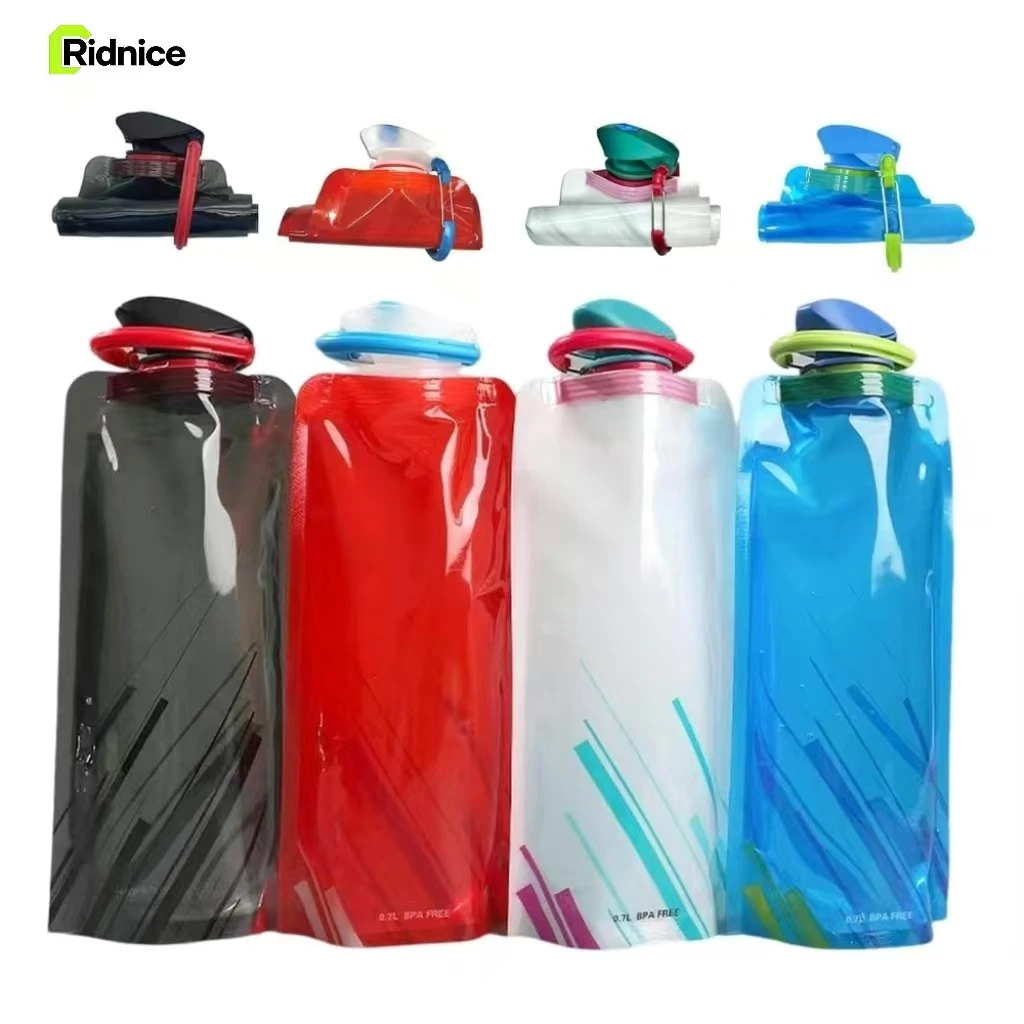 

Ridnice 4 Pack Collapsible Water Bottles,foldable travel water bottle BPA-Free for Cycling,Hiking,running,Sports,Camping,Biking