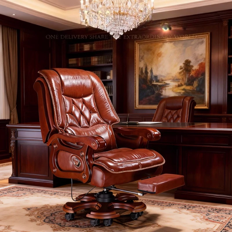 Black Arms Office Chair Foot Rest Massage Single Boss Office Chair Design Comfortable Recliner Specialty Commercial Furniture