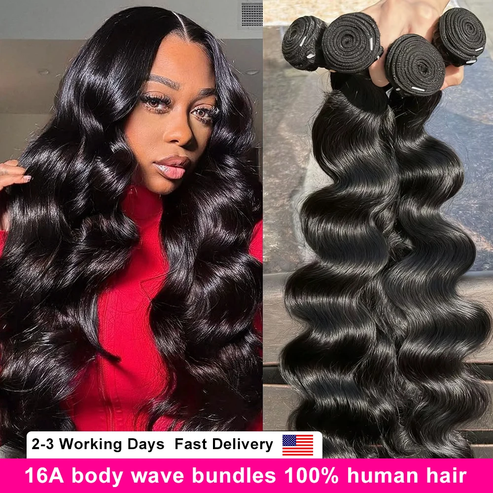 

16A Body Wave Bundles Human Hair 40 Inch 100% Human Hair Unprocessed Brazilian Virgin 3 4 Pcs Raw Hair Bundles Weave Extensions