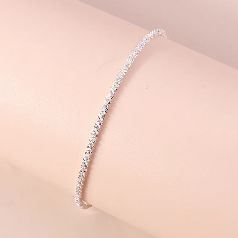 Aihua Glänzendes, glitzerndes, schlichtes Armband für Damen, trendiges, silberfarbenes, elegantes Armband, weibliche Geburtstagsgeschenke – Detail 2